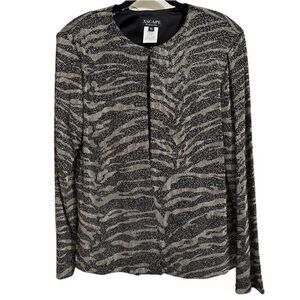 NWT Xscape Ltd Womens 2 Pc Set Jacket Top Animal Print Sparkle Formal Evening XL